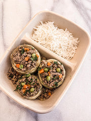 Artichoke hearts with minced beef & rice