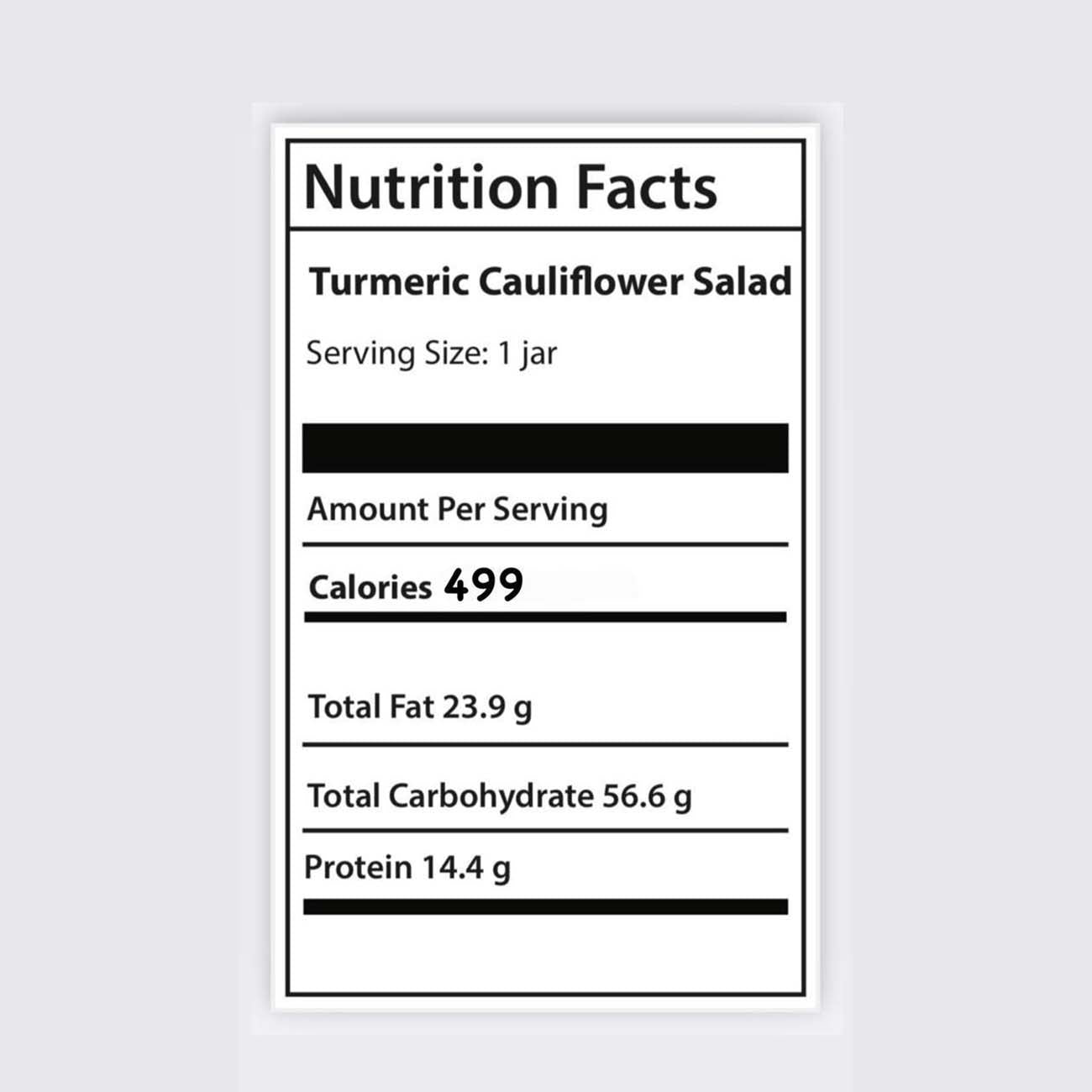 Cauliflower 
Turmeric salad (jar)