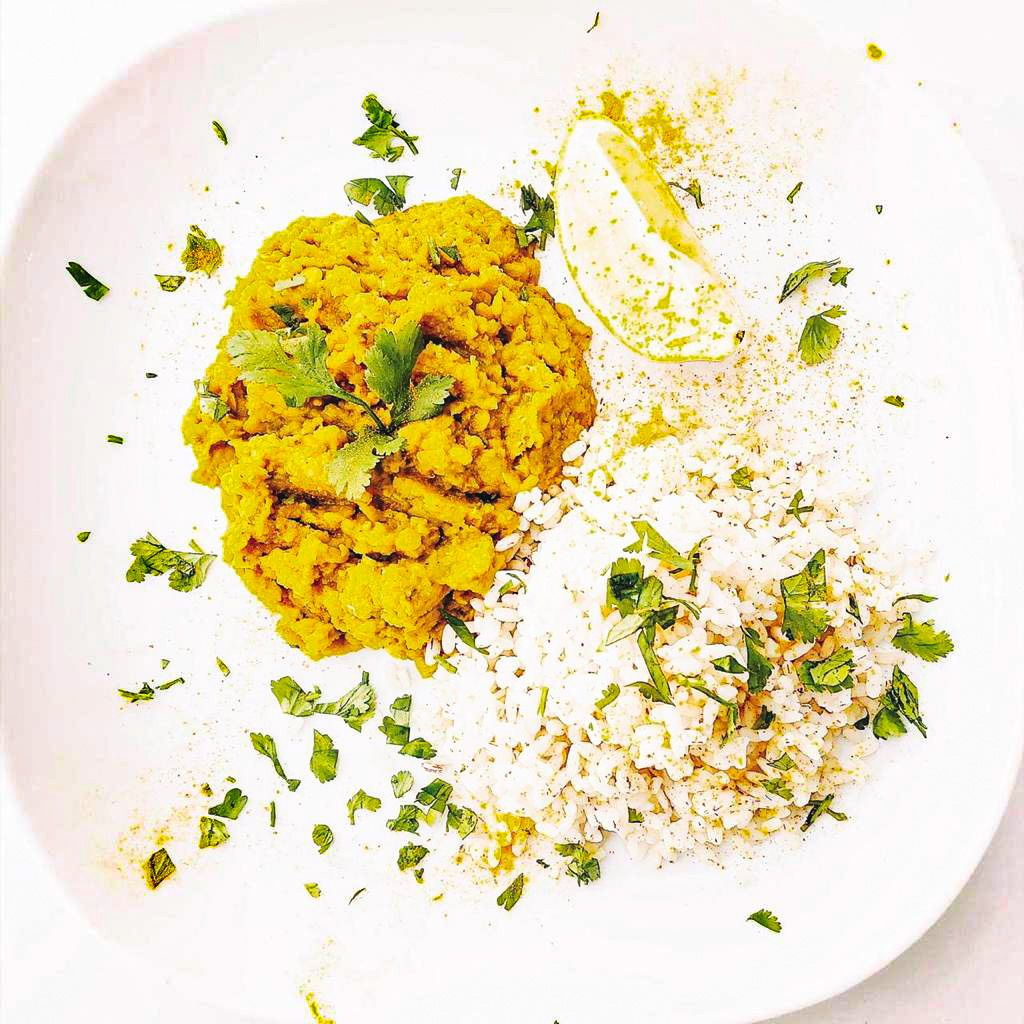 عدس بالكاري+ الارز البني