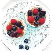 Rice Cakes + almond butter & berries